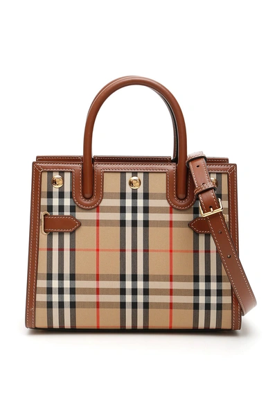 Burberry Baby Title Tote Bag In Brown,beige