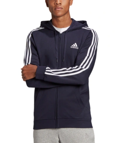 Adidas Originals Men's Adidas Essentials Fleece 3-stripes Full-zip Hoodie In Ink