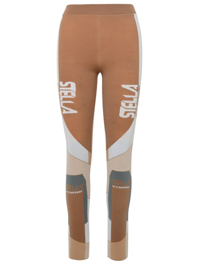 Stella Mccartney Brown Polyamide Stella Sport Logo Leggings In  Multi-colored