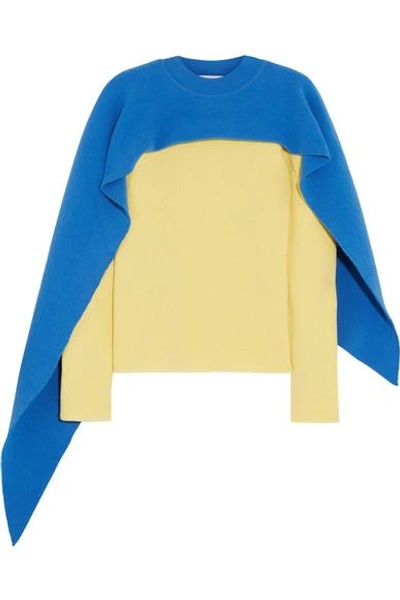 Jw Anderson Cape-effect Two-tone Wool And Cashmere-blend Sweater In Multicolor