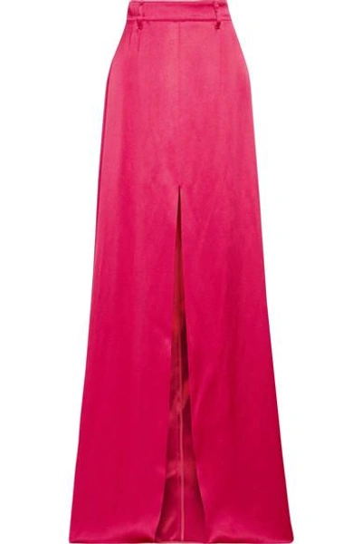 Prada Satin Maxi Skirt In Red