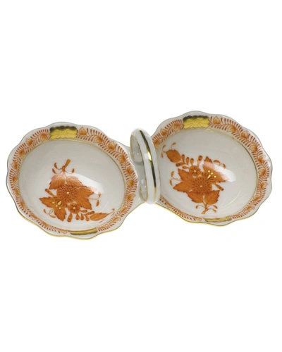 Herend Chinese Bouquet Rust Twin Salt Dish