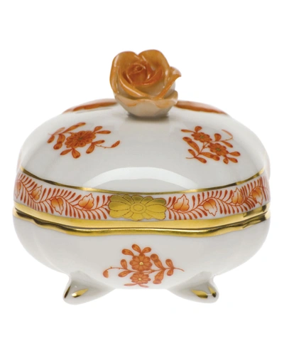 Herend Chinese Bouquet Rust Covered Bonbon With Rose