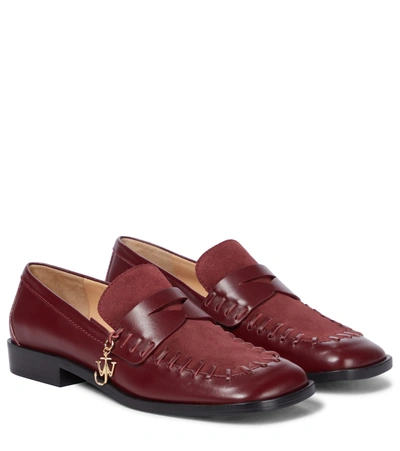 Jw Anderson Stitch Leather Loafers In Red