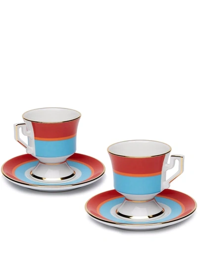 La Doublej Set Of 2 Espresso Cups In Rainbow Azzurro