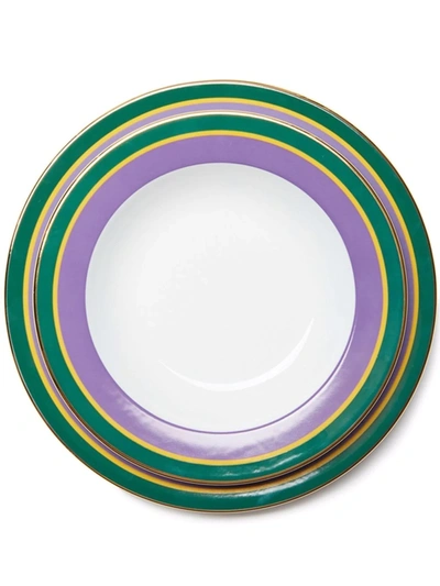 La Doublej Set Of 2 Soup And Dinner Plates In Rainbow Viola