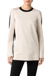 Akris Punto Bicolor Viscose Jersey Sweatshirt In Chalk Black