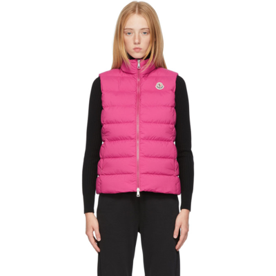 Moncler Pink Ghany Nylon Down Vest In Fuchsia