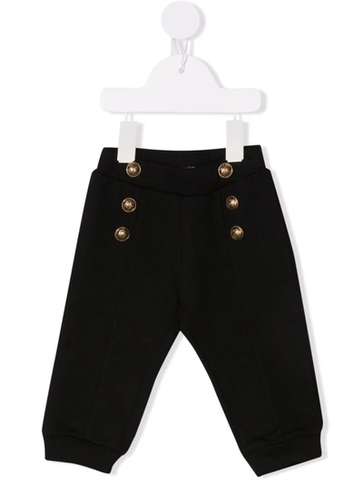 Balmain Kids' Button-detail Cotton Trousers In Black