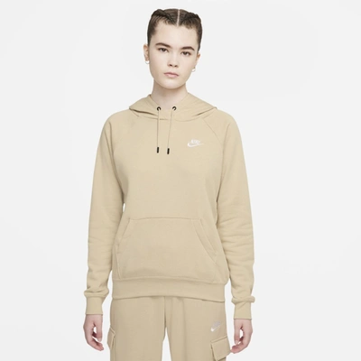 Nike Women's  Sportswear Essential Fleece Pullover Hoodie In Brown