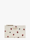 Kate Spade Lady Bug Dots Small Slim Bifold Wallet In Black/red Spotted