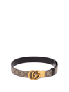 Gucci Gg Marmont Reversible Thin Leather Belt In Beige
