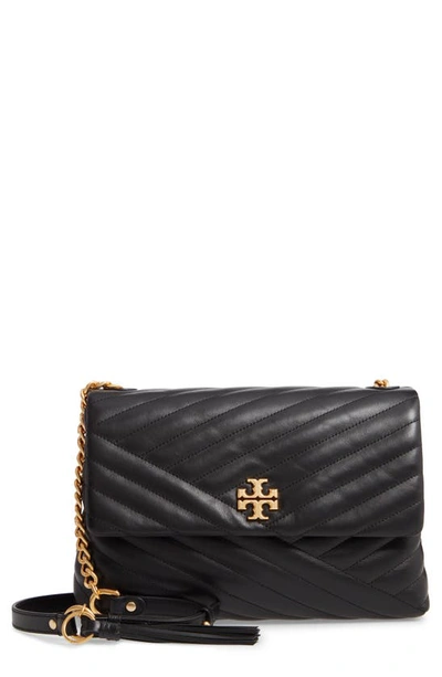 Tory Burch Kira Chevron Quilted Leather Shoulder Bag In Black