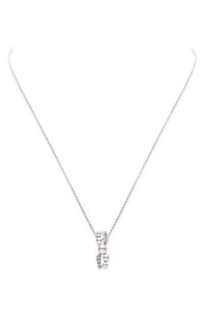 Mikimoto Cluster Cultured Pearl & Diamond Pendant Necklace In White Gold/ Diamond
