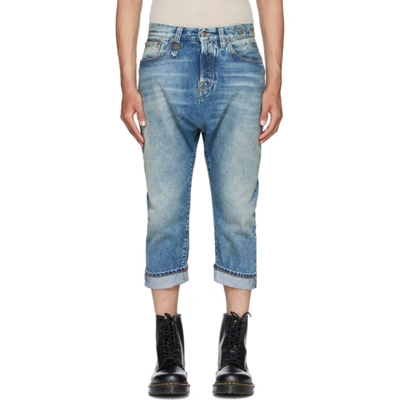 R13 Light Wash Cropped Jeans In Blue