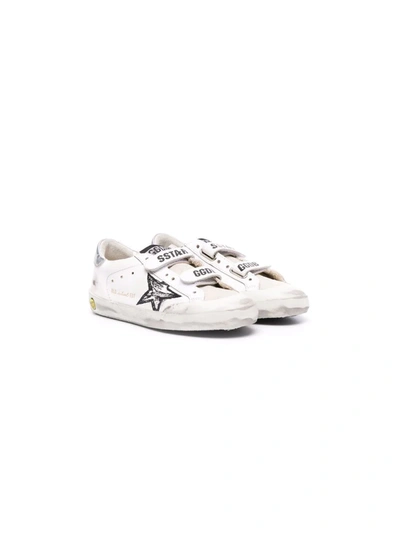 Golden Goose Babies' Old School Touch-strap Sneakers In 白色
