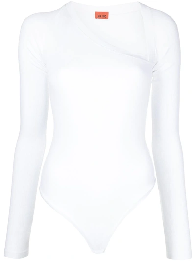 Alix Nyc Stratton Asymmetric Neck Jersey Bodysuit In White