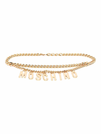 Moschino Logo链式腰带 In Gold