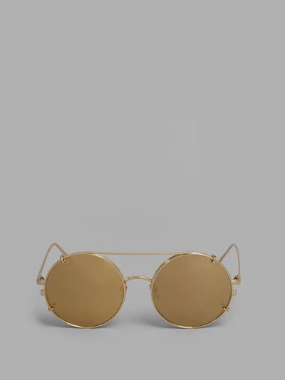 Linda Farrow Gold Plated Sunglasses In 22 Carat Gold Plated Frame