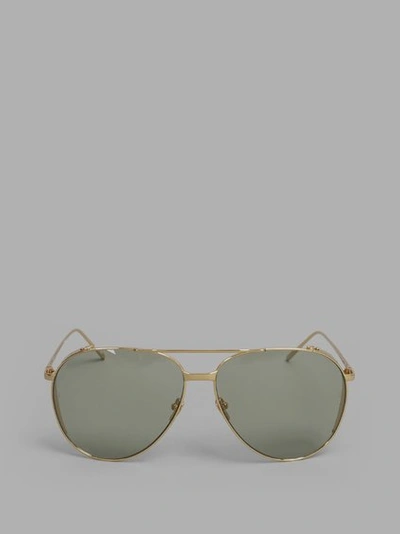 Linda Farrow Gold Plated Sunglasses With Green Lenses In 22 Carat Gold Plated Frame