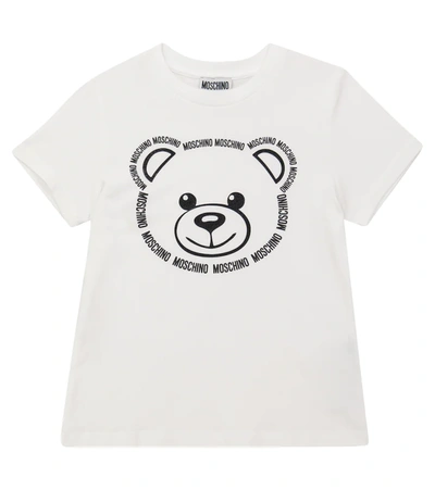 Moschino Kids' Teddy Bear-print Stretch-cotton T-shirt In 白色