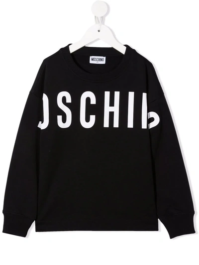 Moschino Kids' Logo-print Stretch-cotton Sweatshirt In Black