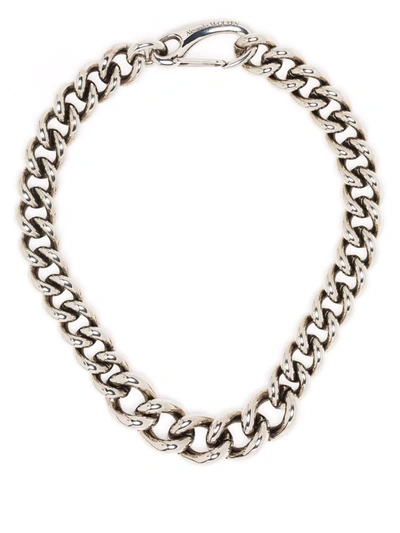 Alexander Mcqueen Men's Oversized Chain Choker Necklace In Silver