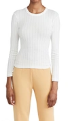 Leset Women's Pointelle Slim-fit Long-sleeve Top In White