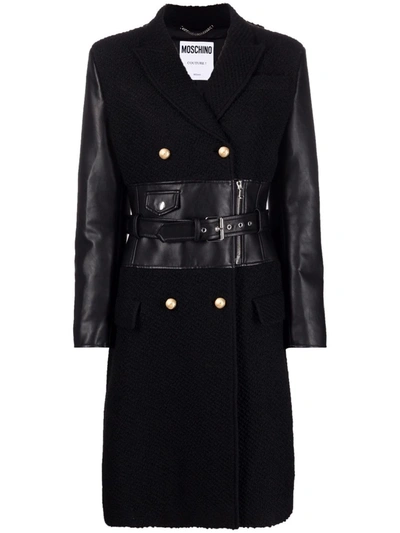 Moschino Multi-panel Double-breasted Coat In Black