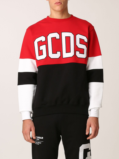 Gcds Colour-block Logo-print Sweatshirt In Red