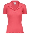 Bottega Veneta Womens Watermelon Ribbed Cotton-knit Polo Shirt S In Pink