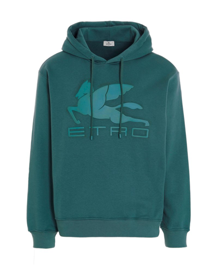 Etro Light Blue Hoodie With Logo