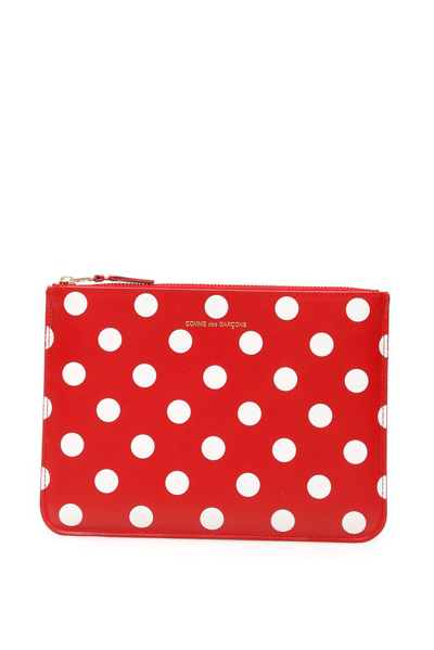 Comme Des Garçons Wallet Polka Dot Clutch Bag In Red