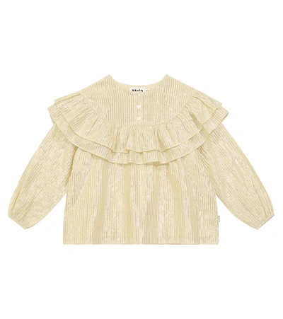 Molo Kids' Rexanna Ruffled Cotton-blend Blouse In Beige