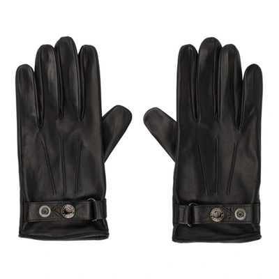 Alexander Mcqueen Black & Gold Leather New Biker Gloves