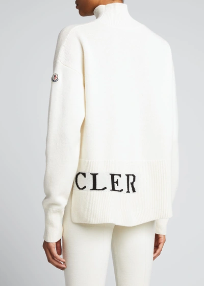 Moncler Lupetto Logo Turtleneck Sweater In White