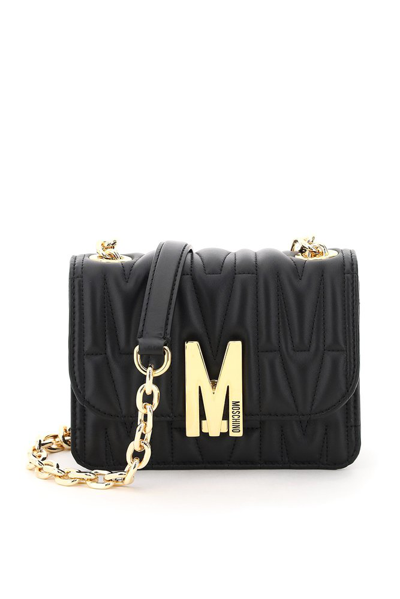 Moschino Logo Plaque Shoulder Bag In Nero