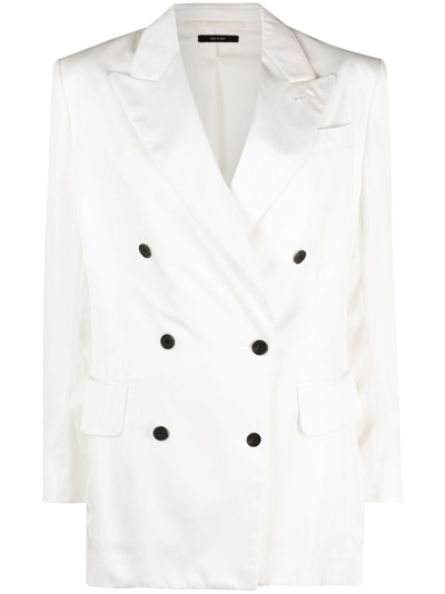 Tom Ford Off-white Twill Double-breasted Blazer In Neutrals