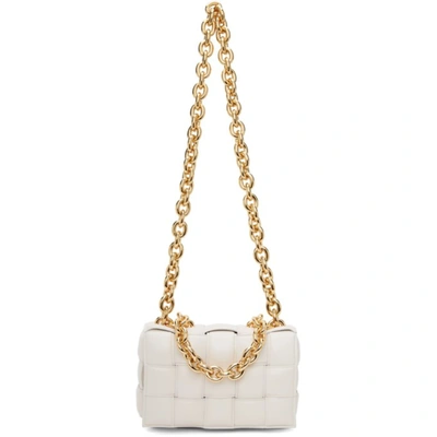 Bottega Veneta Cassette Chain-embellished Padded Intrecciato Leather Shoulder Bag In White