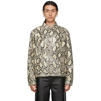Noon Goons Mojave Snakeskin-print Faux-leather Jacket In Sand