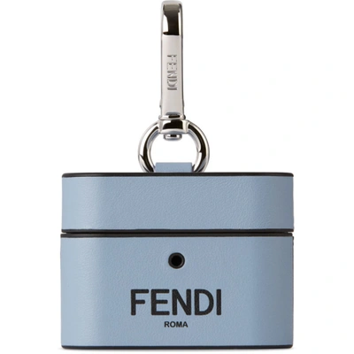 Fendi Blue Leather Airpods Pro Case In F0m1b Sky+b