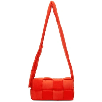 Bottega Veneta Red Padded Tech Cassette Bag In 6541 Tomato Silver