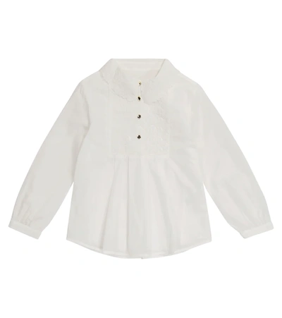 Chloé Kids' Embroidered Lace Panel Blouse In White