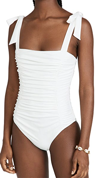 Minkpink Constance Ruched One Piece Swimsuit In White