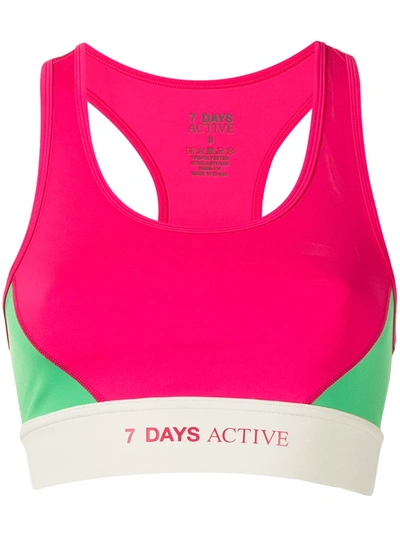 7 Days Active Colour-blocked Logo Bra Top In Pink