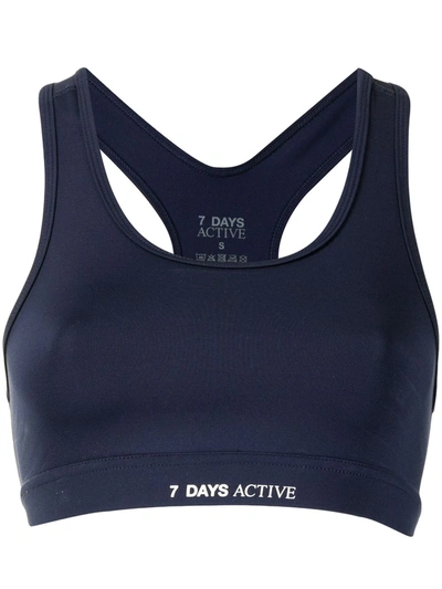 7 Days Active Kk Stretch Racerback Sports Bra In Navy