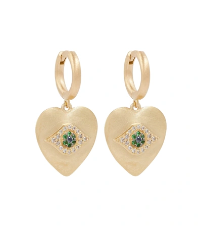 Ileana Makri Eye Love 18kt Gold Earrings With Diamonds, Sapphires And Tsavorites In Yellow Gold