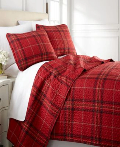 Southshore Fine Linens Vilano Plaid Ultra-soft 3-piece Quilt And Sham Set, Queen In Red