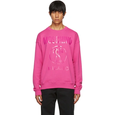 Moschino Pink Monotone Double Question Mark Sweatshirt In Violet