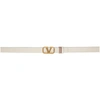 Valentino Garavani Reversible White & Brown Vlogo Belt In Ivory Pink